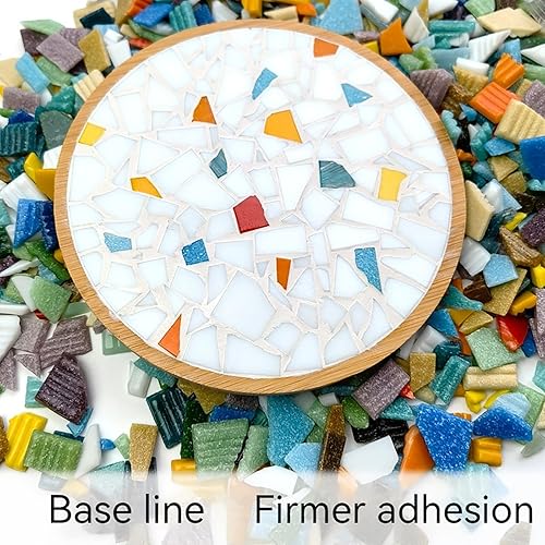 Miniatura 3 de ZWCT Azulejo de mosaico de vidrio fundido térmico sin arena de cuarzo irregular de 7.05 oz de alta transparencia para manualidades, baño, cocina,