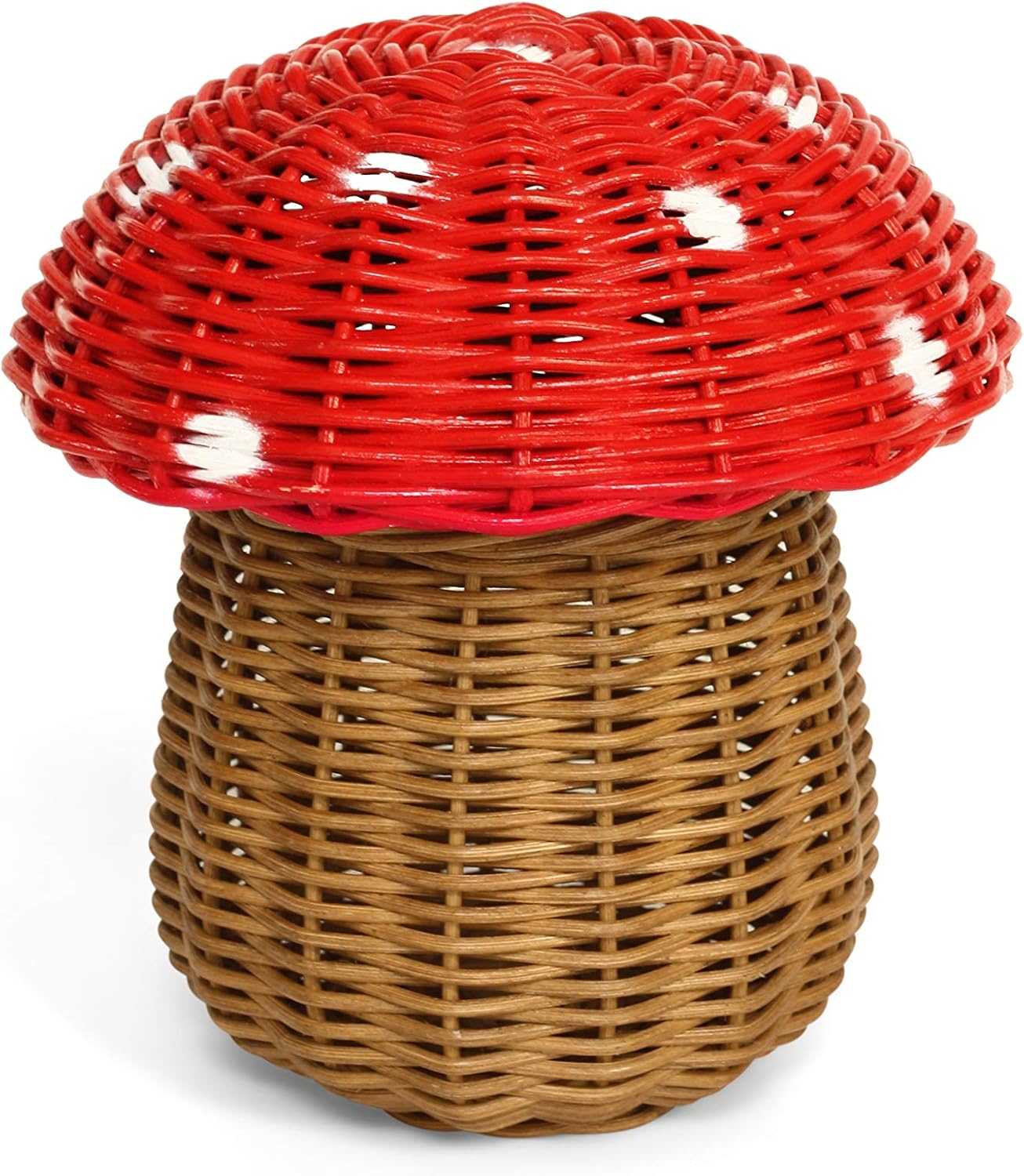 Rattan Mushroom Basket – Handwoven Wicker Storage Bin with Lid, Cute Decorative Boho Home Organizer Gift (Medium – 10" Tall)