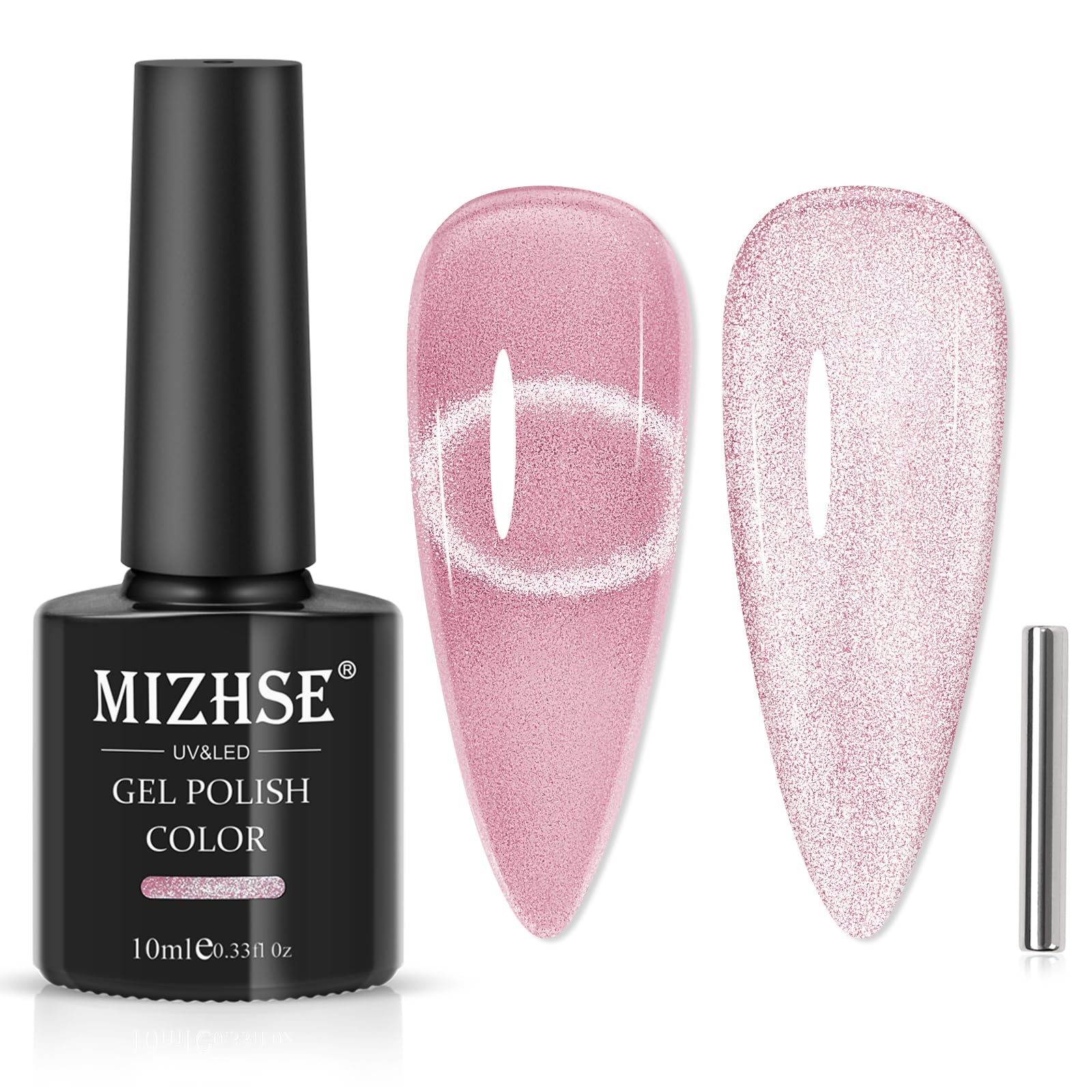MIZHSE Cat Eye UV Gel - Rosa Magnet Nagellack, Cateye UV Gel für Nageldesign, Hellrosa, 10ml