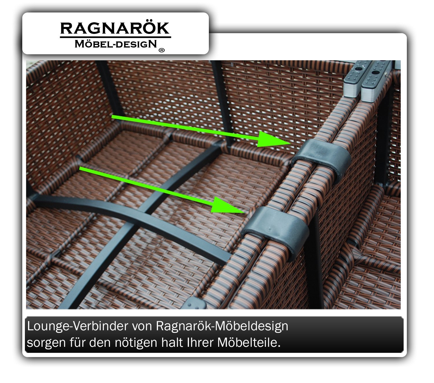 Ragnarök-Möbeldesign Gartenmmöbel Lounge-Verbinder Modell S42, S65 sowie S80, S90 und DS23 / DS13 Verstärkte Ausführung