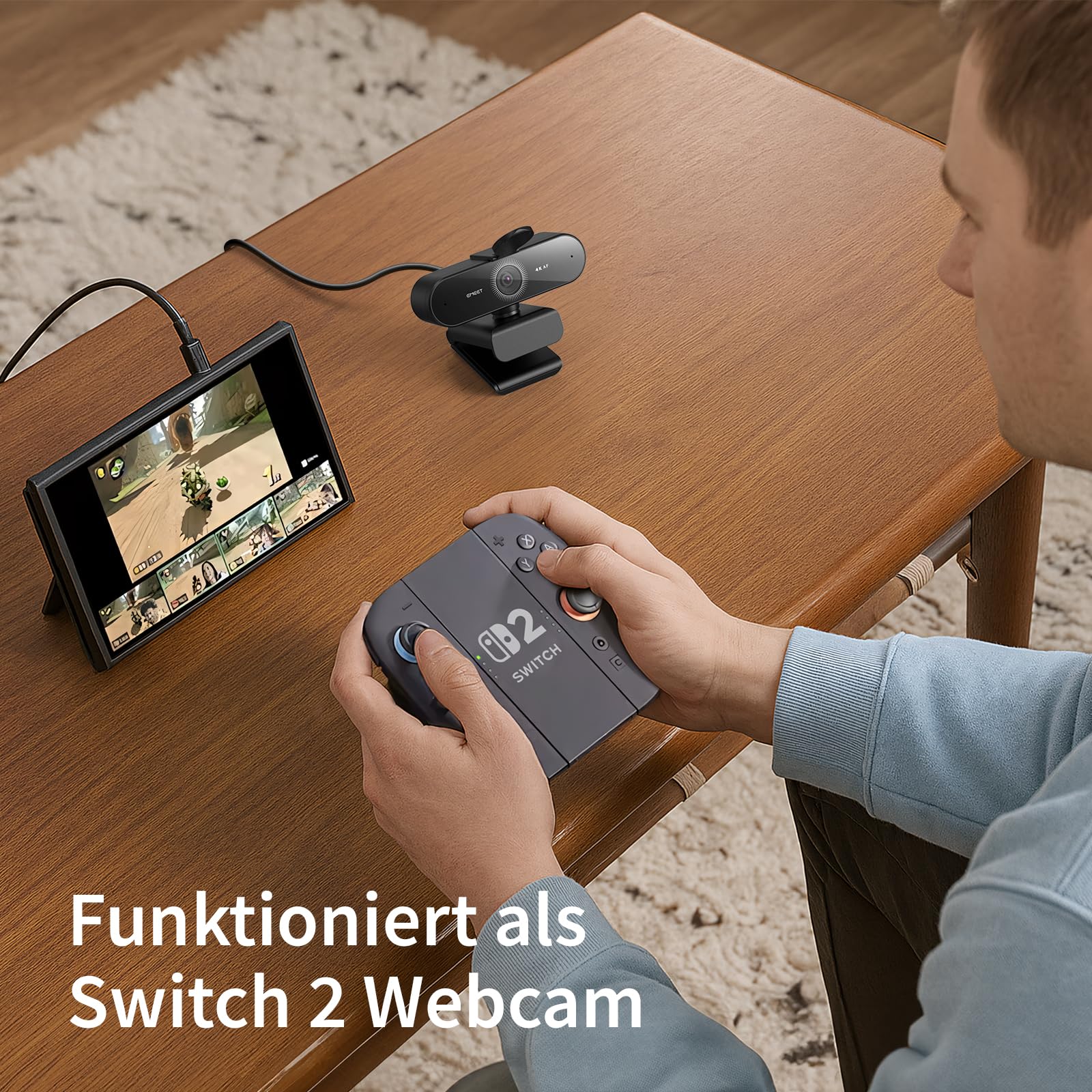EMEET Webcam NOVA 4K, 4K Webcam mit 2 Mikrofon mit Rauschunterdrückung, Ultra HD Webcam mit 73° Weitwinkel und Objektivabdeckung, PDAF Autofokus, Web Cam für Mac, Laptop, Zoom, Teams