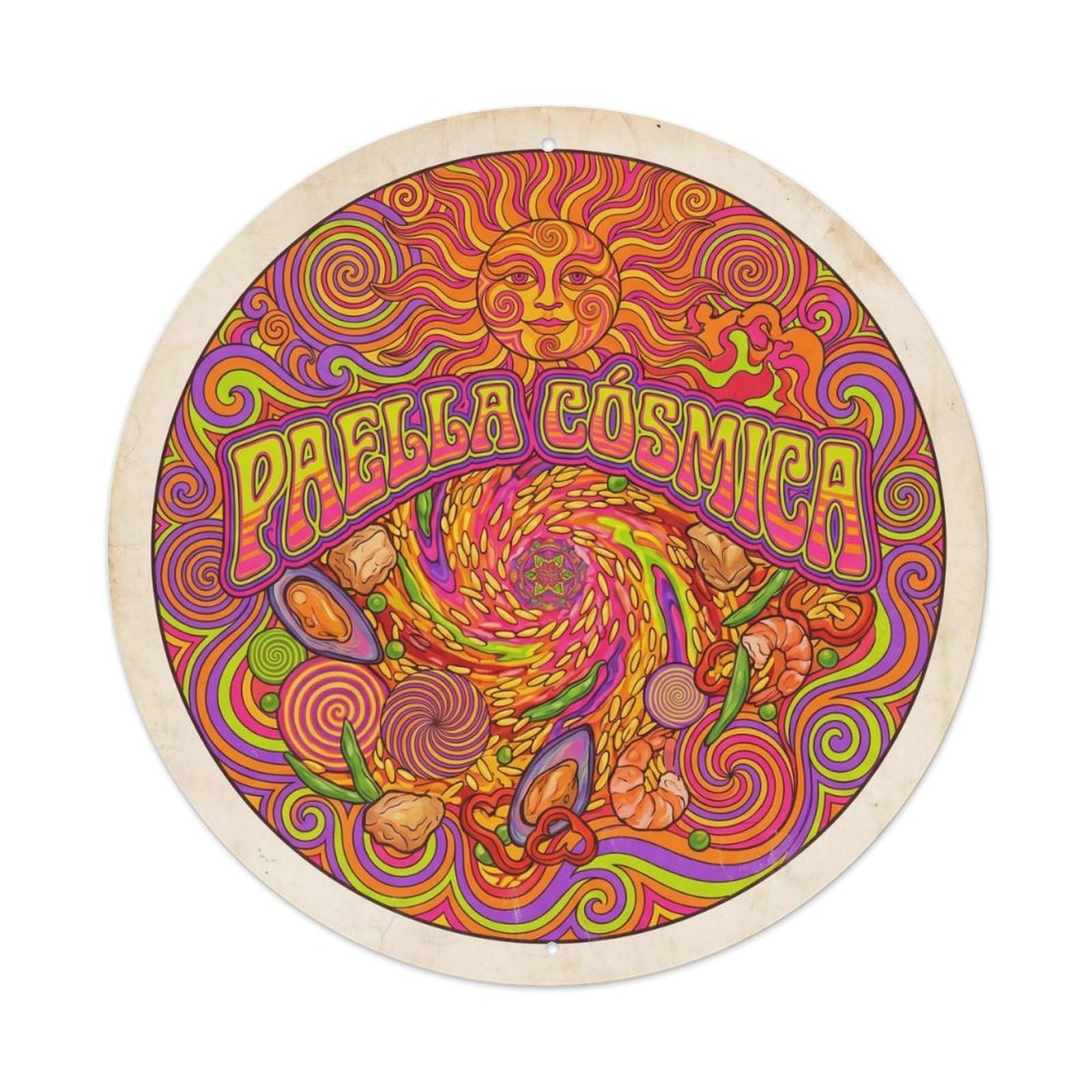Paella Kitchen Retro Psychedelic Spanish Cuisine Metal Tin Sign