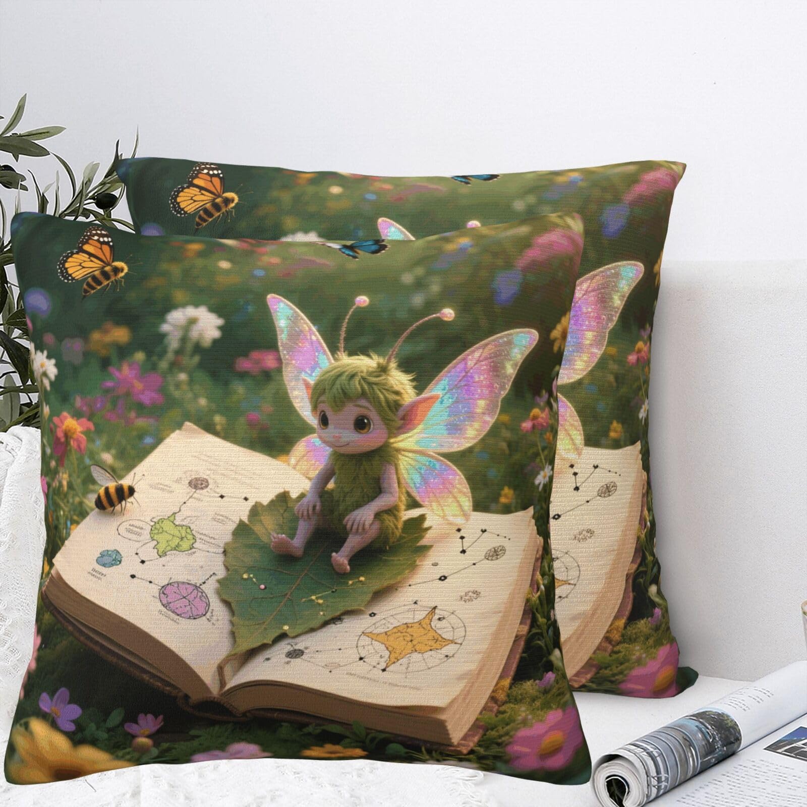 LMNGH Book of Wonders Plush Throw Pillow Covers 24"X24",Soft Cozy Couch Cushion Covers Decorative Pillow Cases for Holiday Home Bedroom Sofa Decors