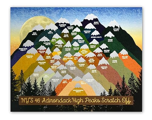 Miniatura 1 de AdirondacksHikerHikingHigh PeaksADK 46er Scratch off 46er JournalMappeakquest 11 x14" Hiking Supplies and Accessories