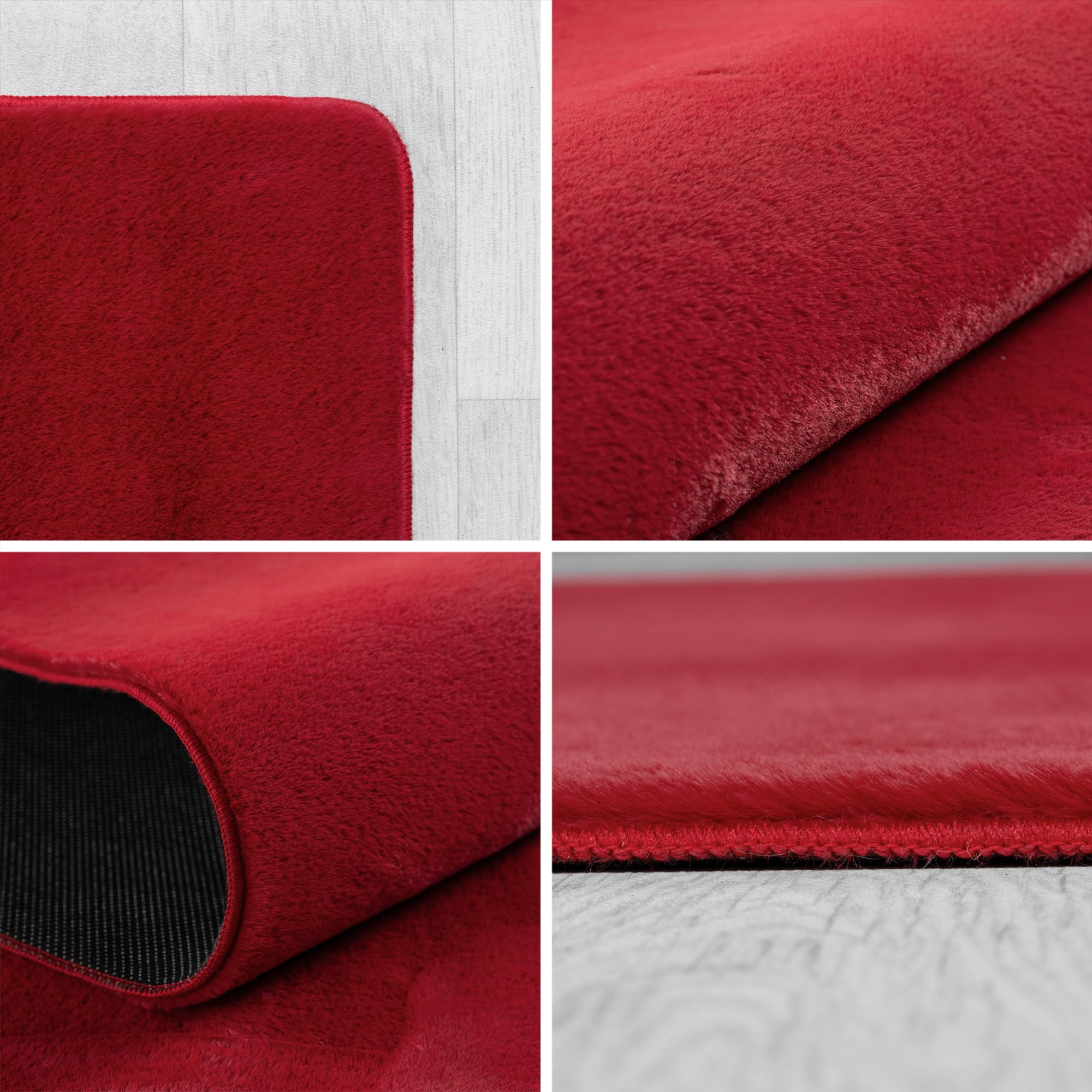 Teppium Tapis Rouge 140x200 cm Tapis à Poils Courts Lavable, Antidérapant et Doux, Design Monochrome Moderne pour Salon, Chambre, Cuisine et Chambre d'enfant