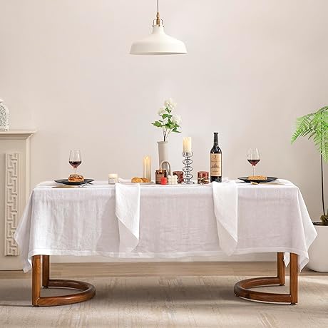 EVERLY Linen Hemstitch Tablecloth 70x70 Inches