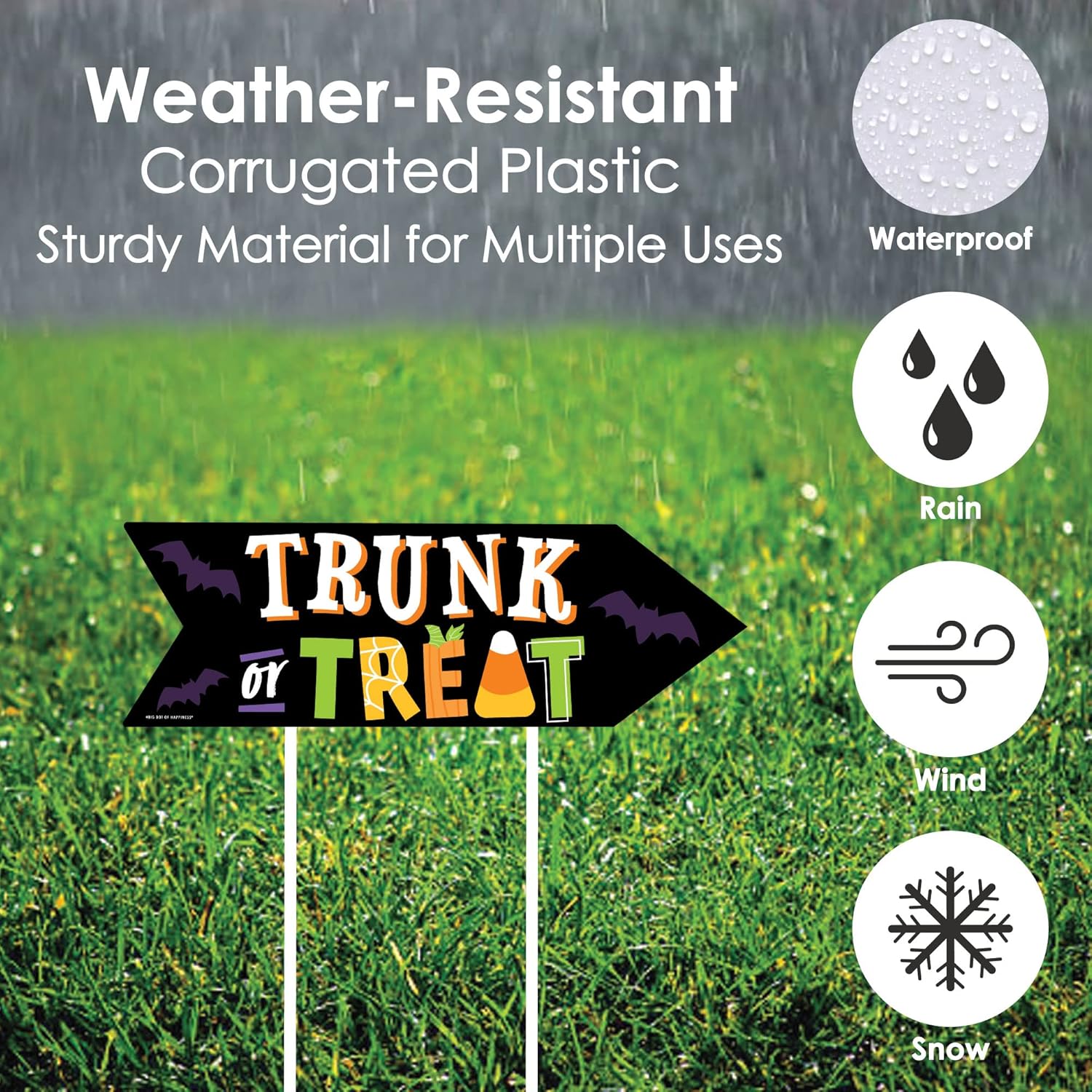 Big Dot of Happiness Trunk or Treat - Halloween Car Parade Party Sign Arrow - Double Sided Directional Yard Signs - Set of 2