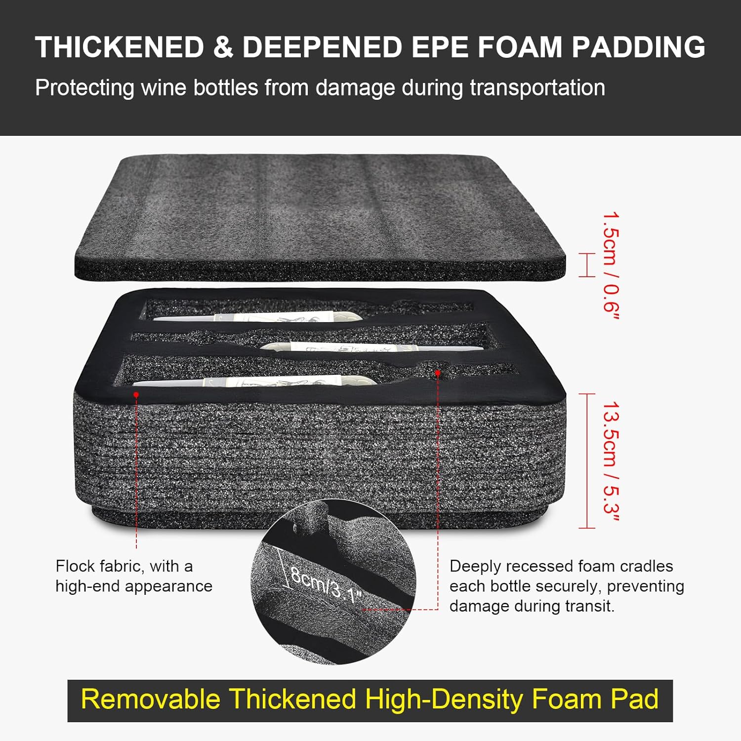 Wine suitcase for airplanes 6 bottle, TSA-Approved Carry-On Sized Wine Luggage, Durable Hard Shell with Shockproof Foam - Compact & Lightweight Travel Case for Secure Airline Travel