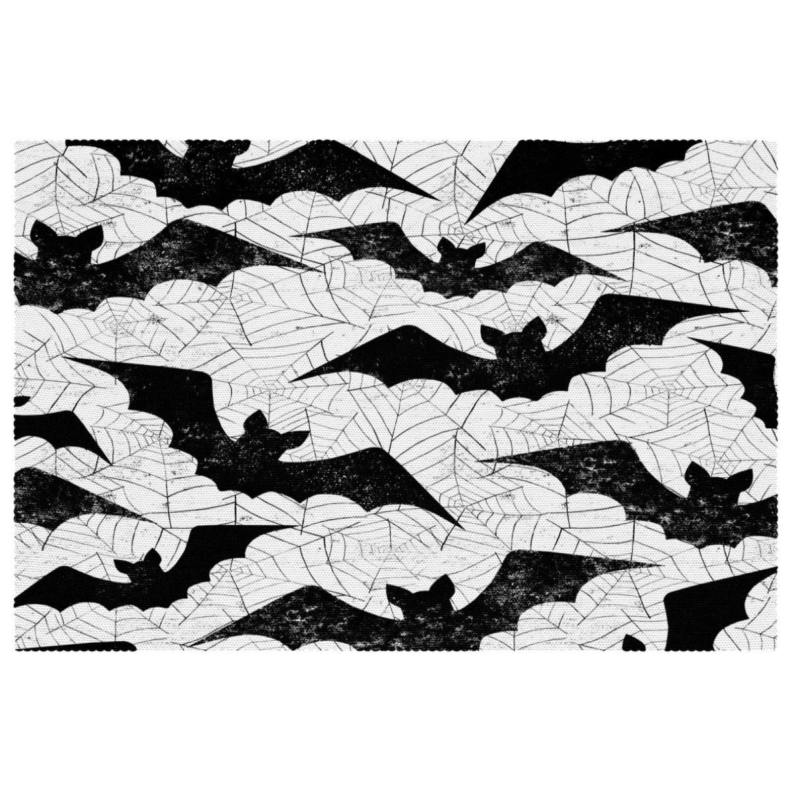 Sets de table d'Halloween motif chauve-souris toile d'araignée isolant thermique lavable de table