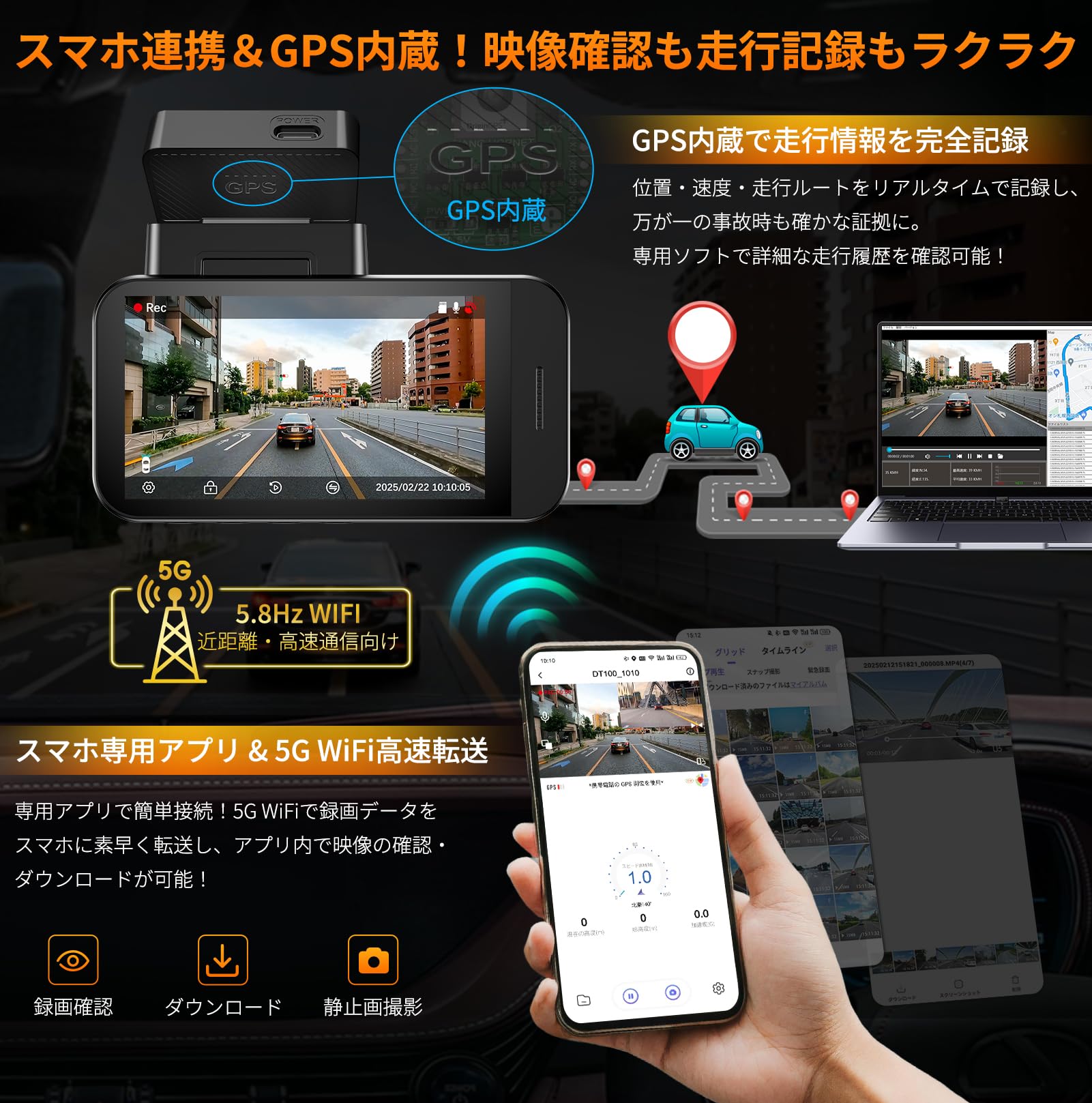 PORMIDO業界最高峰 4K+2K 超高精細画質ドライブレコーダー 前後カメラ