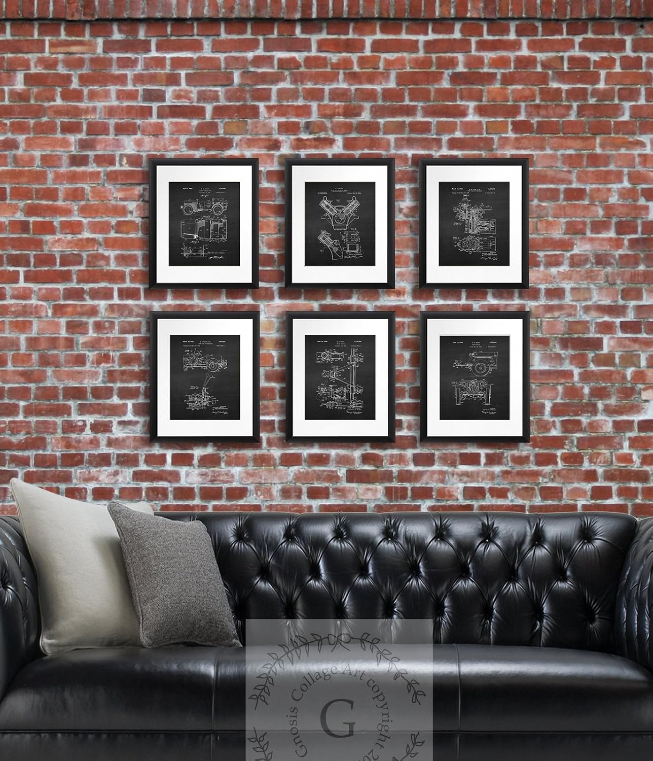 Gnosis Picture Archive Willys Posters Set of 6 Unframed Patent Art Prints WWII Army Military Vehicles Decor
