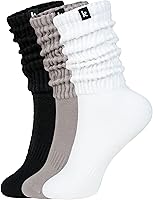 Kamo Fitness Cozy 3-Pack Scrunch Long Crew Socks for Women - Soft Breathable Boot Slouch Socks, Size 5-9
