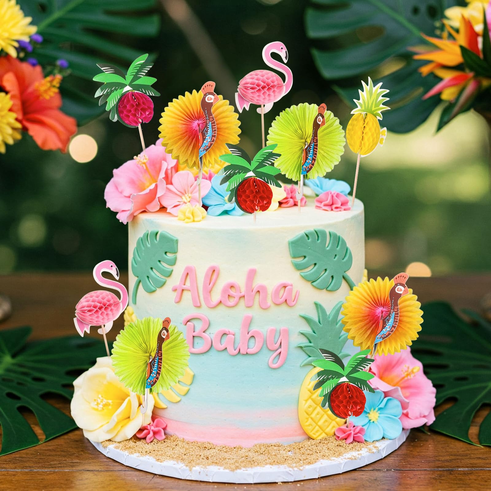 Decorazioni per Cocktail, 100 Pezzi Stuzzicadenti Decorativi, Stuzzicadenti Decorativi per Cocktail, Decorazione Torta Hawaiana, Cake Topper Tropicali, per Festa Spiaggia Hawaii