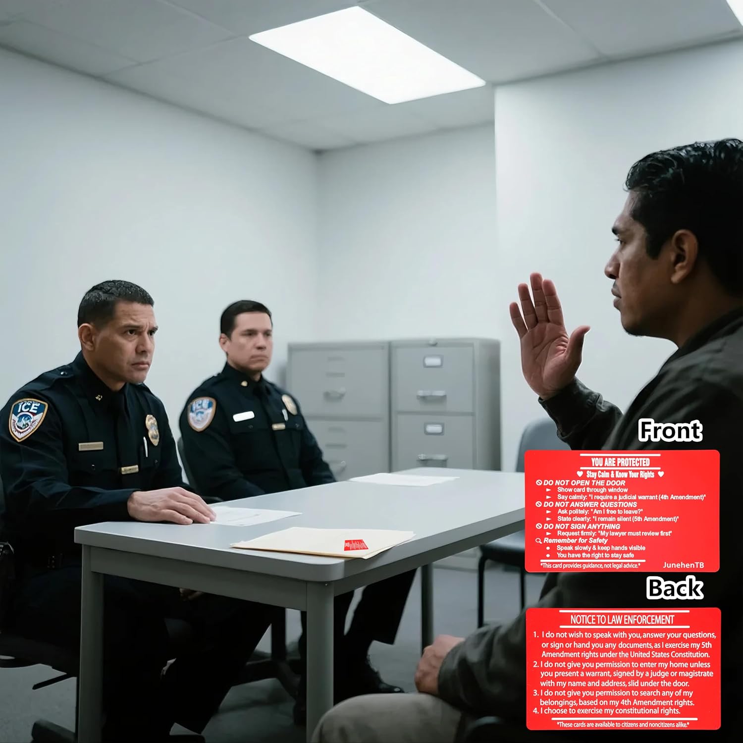 5-Pack Metal Know Your Rights Immigration Red Card, Red Cards Immigration Rights, Aluminum ICE Encounter Know Rights Card Police Officer Law Enforcement Know Rights (KYR-EN-5P)