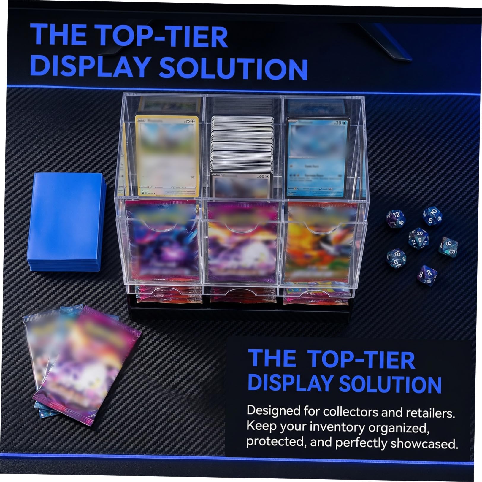 Boîte Acrylique Transparente pour Cartes à Collectionner, 3 Compartiments