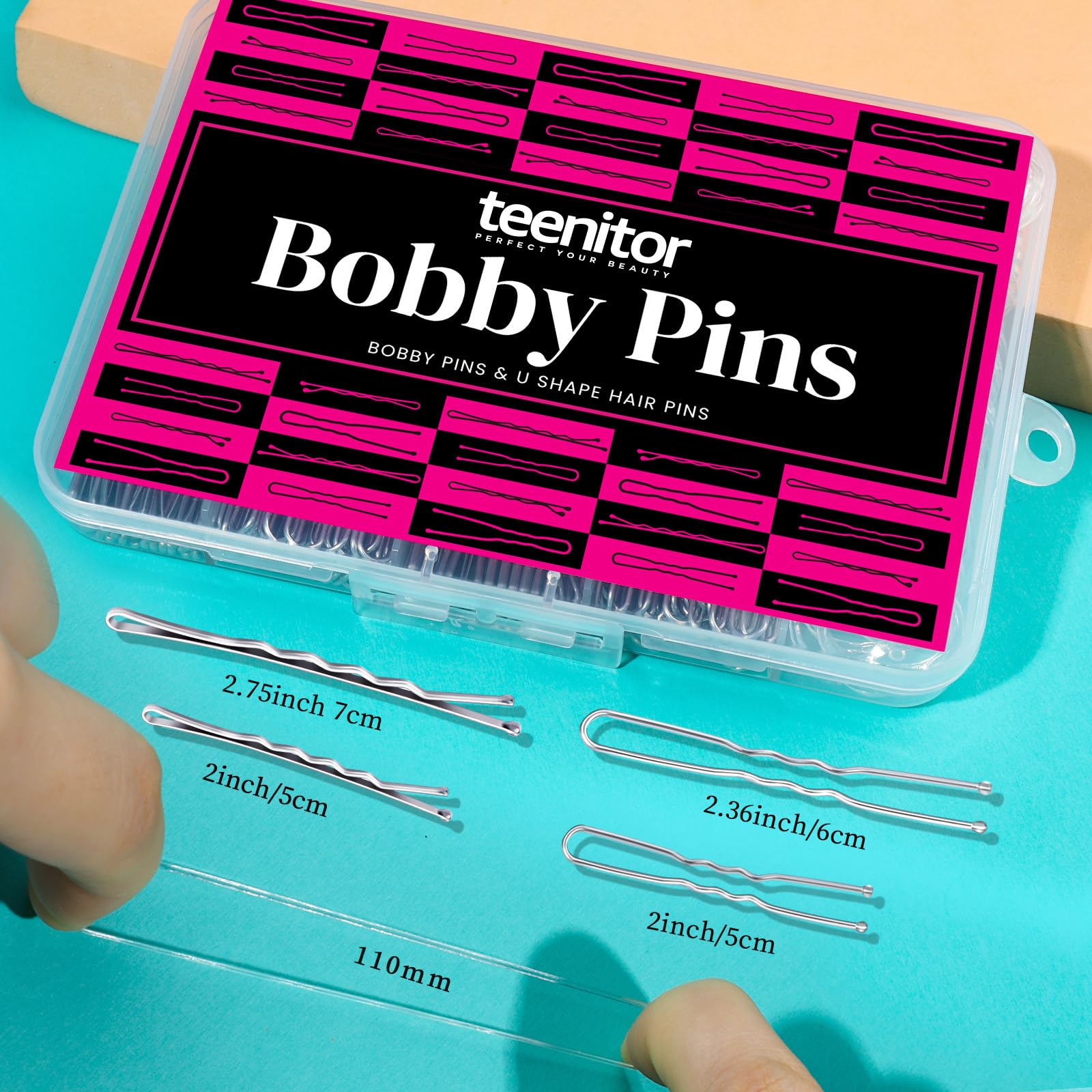 Teenitor 300pcs Silver Bobby Pins Hair Pins Kit Silver Gray Bobby Pins view 3