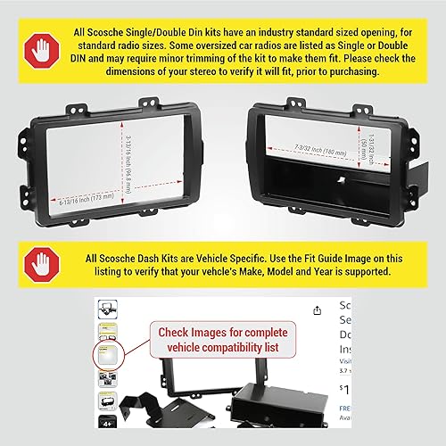 Miniatura 2 de Scosche HA1718B - Kit de instalación de radio para salpicadero compatible con Honda Civic 2013-15 seleccionados sin Nav de fábrica, se adapta a