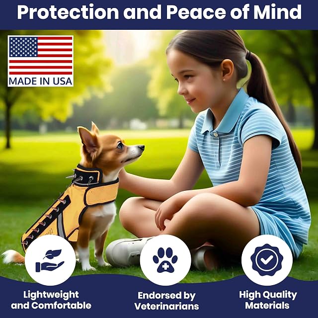 Foto 5 de 7 de CoyoteVest SpikeVest - Arnés para perros pequeños, chaleco reflectante con pinchos para protegerlos…