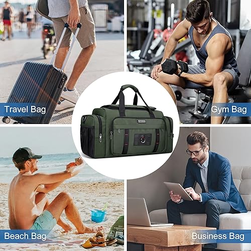 Miniatura 9 de WITZMAN Bolsa de lona para hombre, bolsa grande para llevar durante la noche, bolsa de fin de semana con compartimento para zapatos, bolsas de