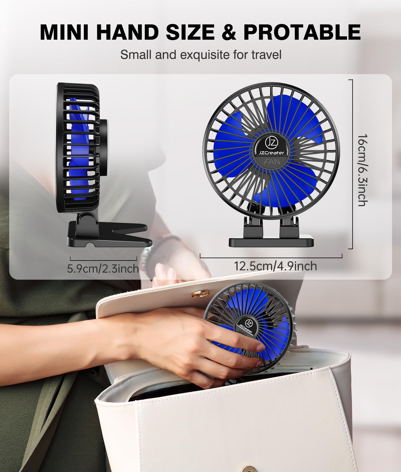 Amazon.com: JZCreater USB Desk Fan, Mini Fan Portable, 3 Speeds