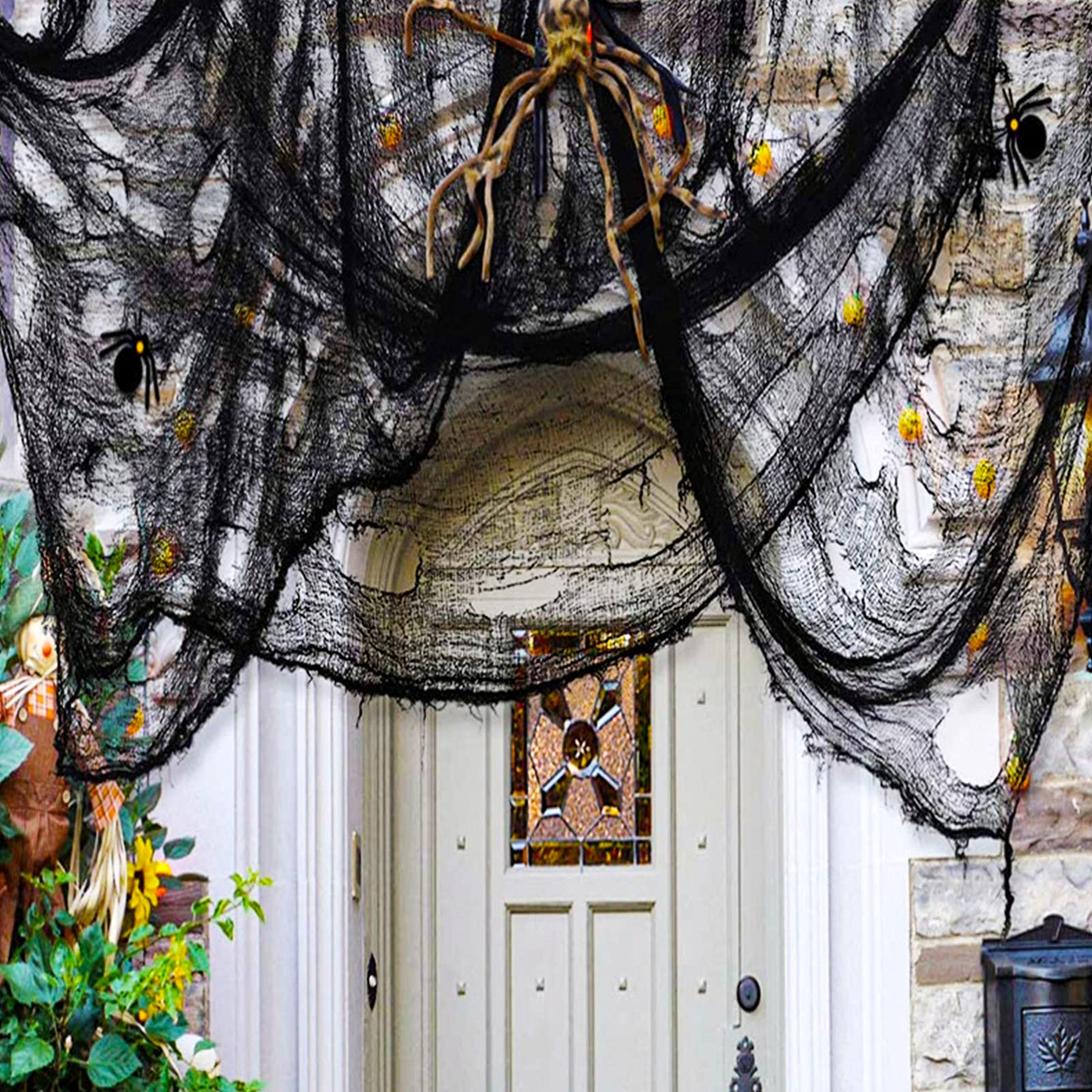 Gasa Negra De Halloween - Tela Espeluznante 2x5 Metros, Para Decorar Ventanas, Puertas Y Fachadas