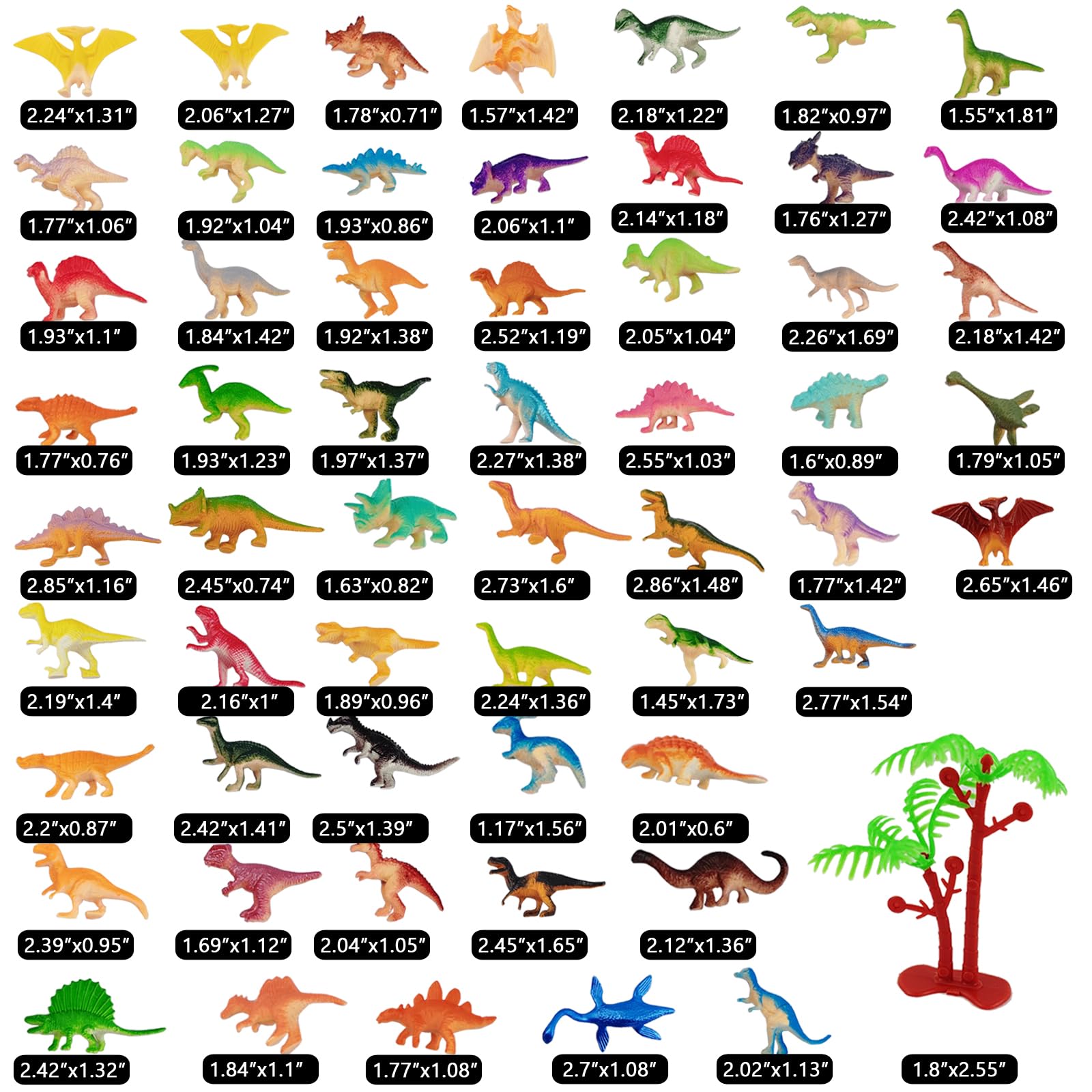 Mini Dinosaur Toys - 60 Piece Set for Parties & Gifts -2 Mini Dinosaur Toys - 60 Piece Set for Parties & Gifts -2