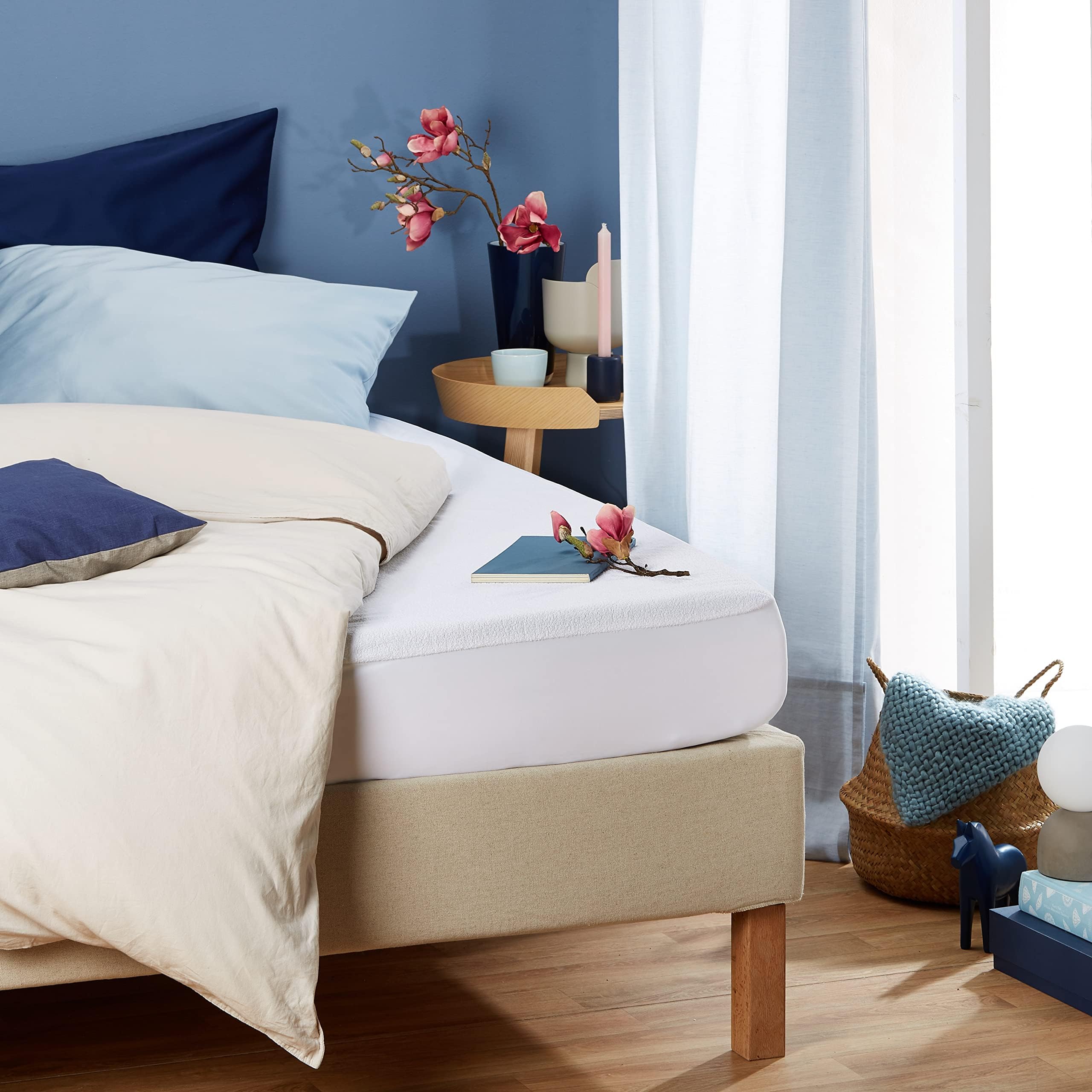 PIKOLIN Set 2 Coprimaterasso Matrimoniale Impermeabile 150 x 190 cm 32 cm di Altezza in Spugna, Traspirante e Certificato Oeko-Tex - Protettore di Materasso Silenzioso, Antiacaro e Anallergico