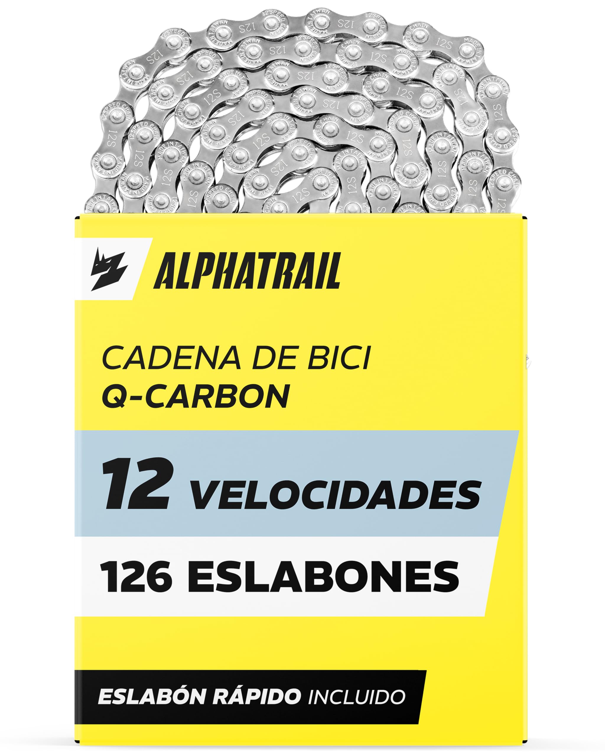 Alphatrail Cadena de Bicicleta Parker 12 Velocidades 126 Eslabnoes I Compatible con Shimano, SRAM, KMC, Connex, Campagnolo I Incl. Cierre de Cadena