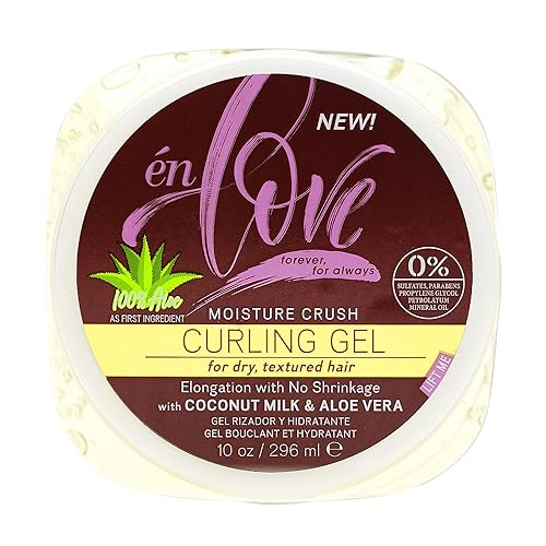 Gel para rizar Moisture Crush con leche de coco natural y aloe vera puro para cabello rizado u ondulado, sin descamación y sin alcohol, define