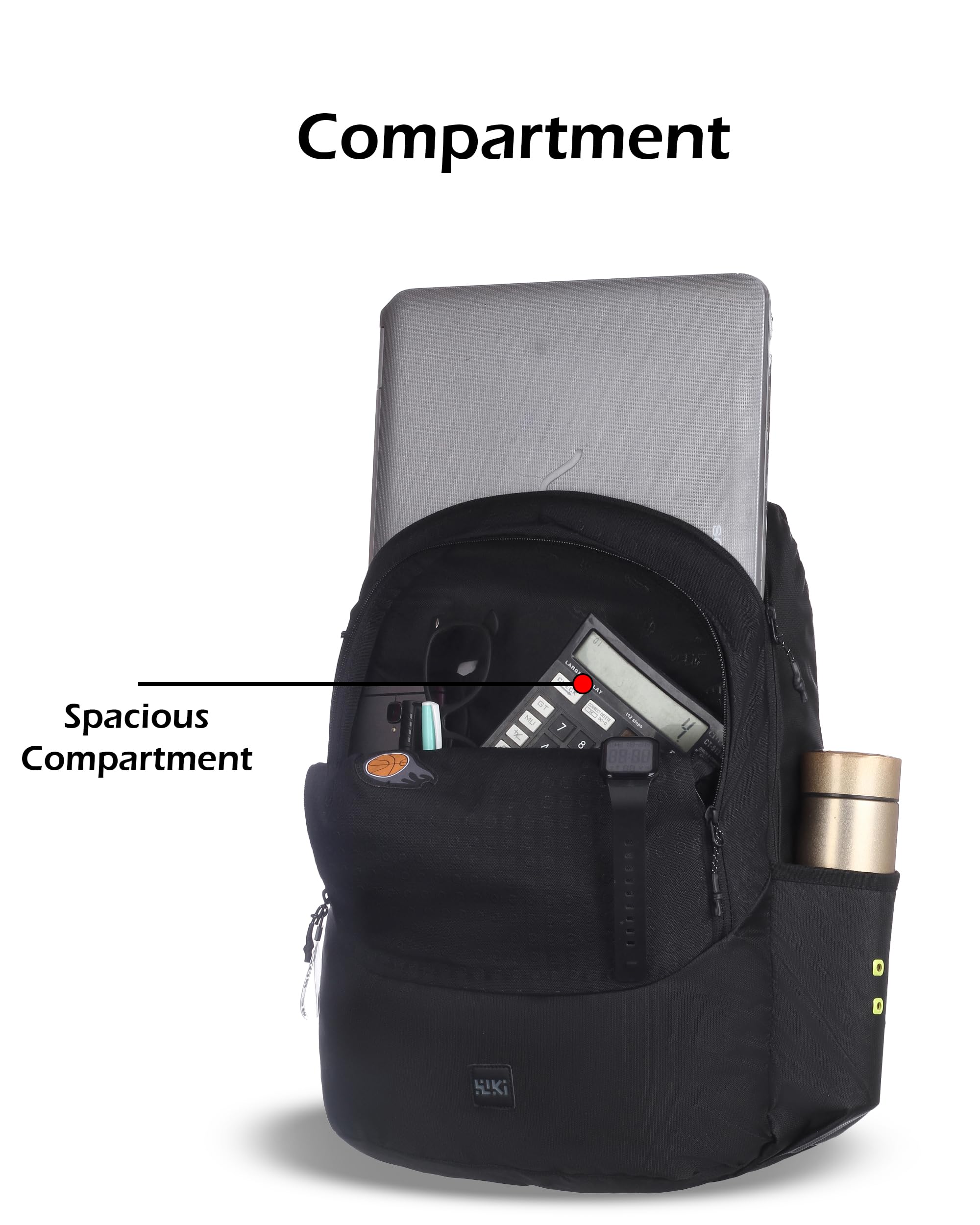 Wildcraft Nylon backpack Multi compartments, front pocket, bottle holder, School bags College bag for women and men, Ideal for school, college, office & travel 13520(Wiki_2 Dot_3D Black) 2