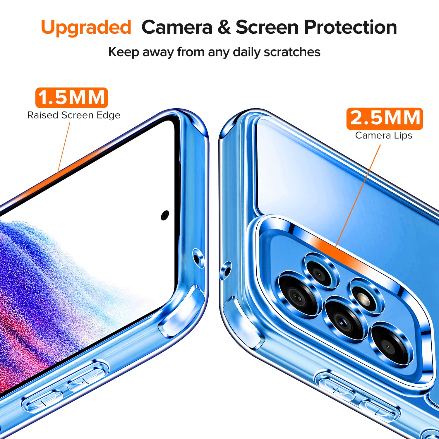 iVoler Anti Ingiallimento Chiaro Cover per Samsung Galaxy A53 5G, [Protezione Fotocamera] Trasparente Sottile Antiurto Custodia Case con Paraurti Assorbimento degli urti