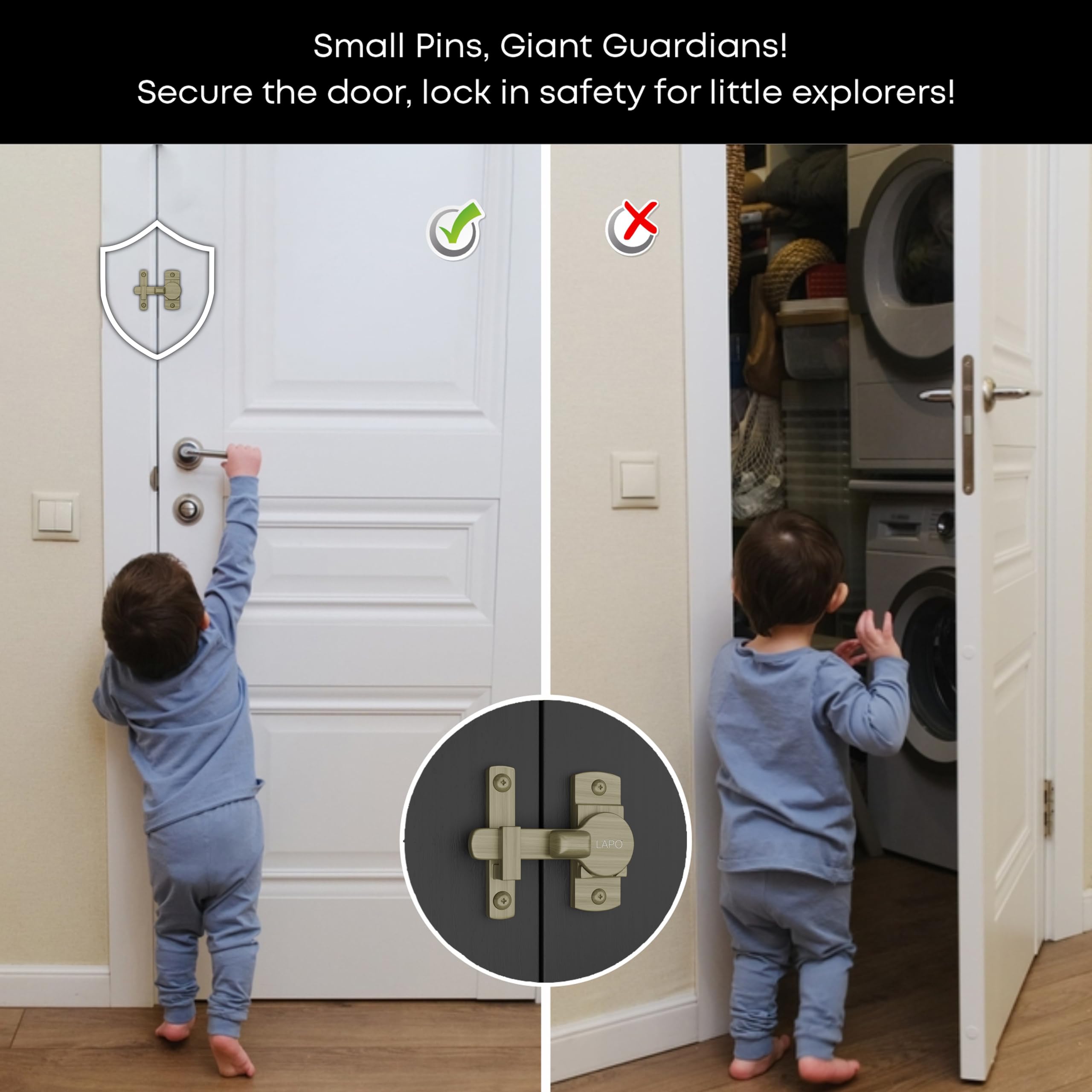 LAPO Door Safety Latch - Childproof Security Lock -2