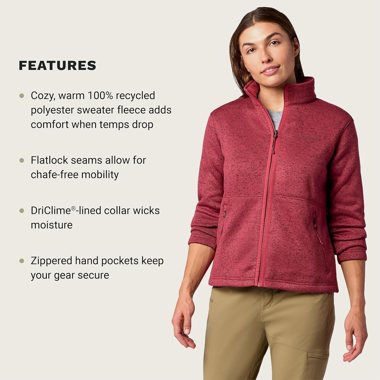 MARMOT Women's Drop Line Full Zip Sweater Knit Jacket