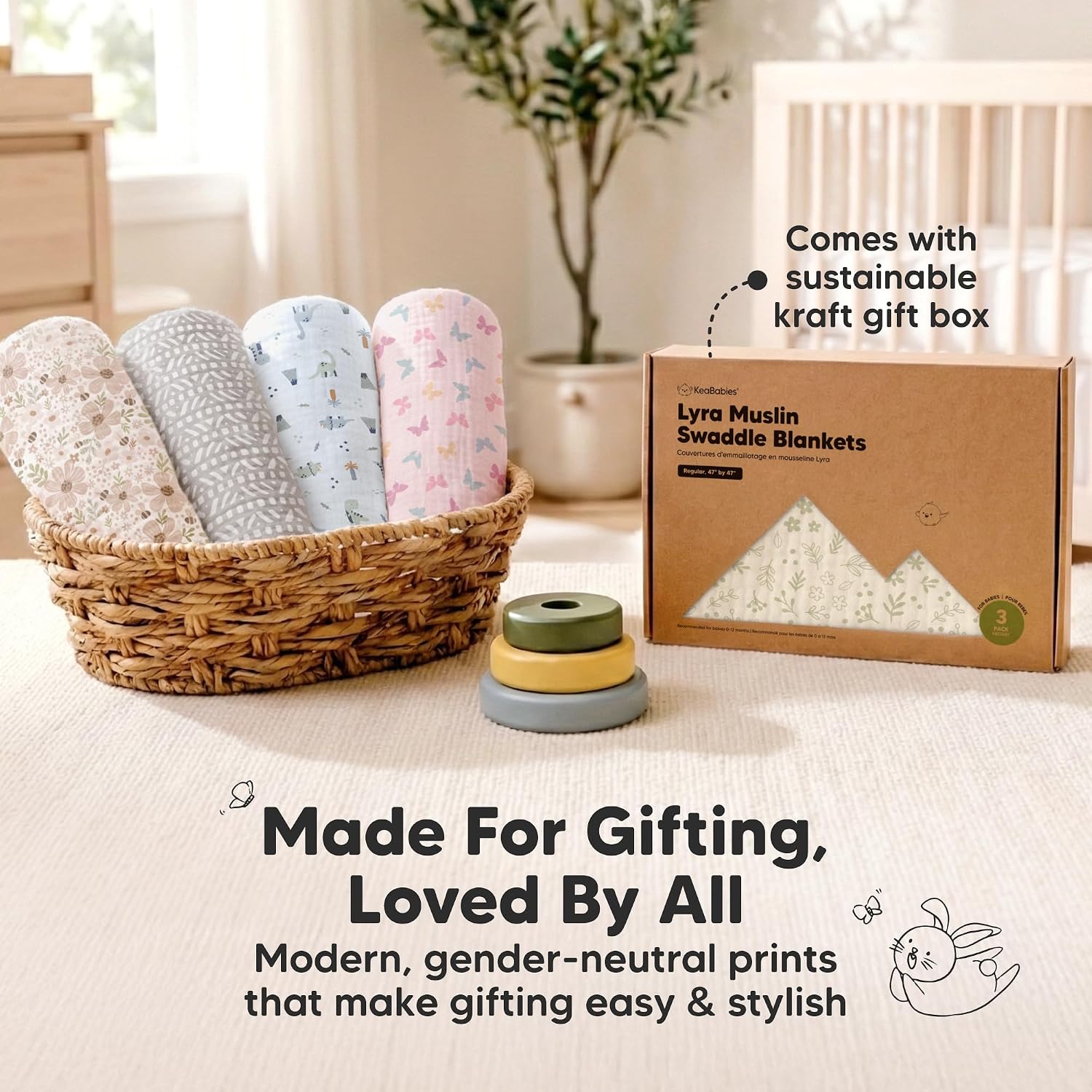3-Pack Muslin Swaddle Blankets for Newborns Boy,Girl – 47x47 Large Cotton Muslin Baby Blanket, Nursery Swaddling, Neutral, Soft, Breathable, Light Infant Baby Receiving Cover (Diggers, Regular)