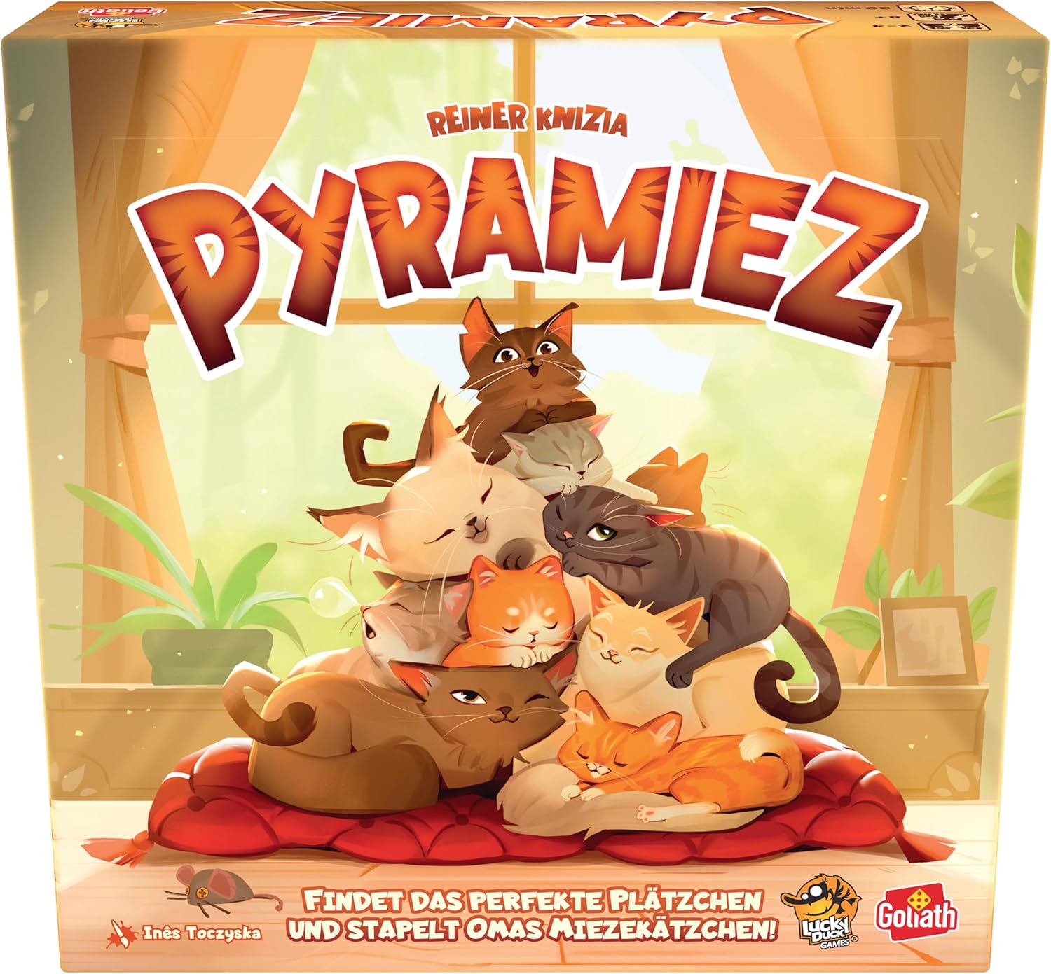 Goliath PYRAMIEZ Children's Play in German from 8 years old, family game for 2 to 4 players, board game for children and adults, accommodating cats on the way to victory