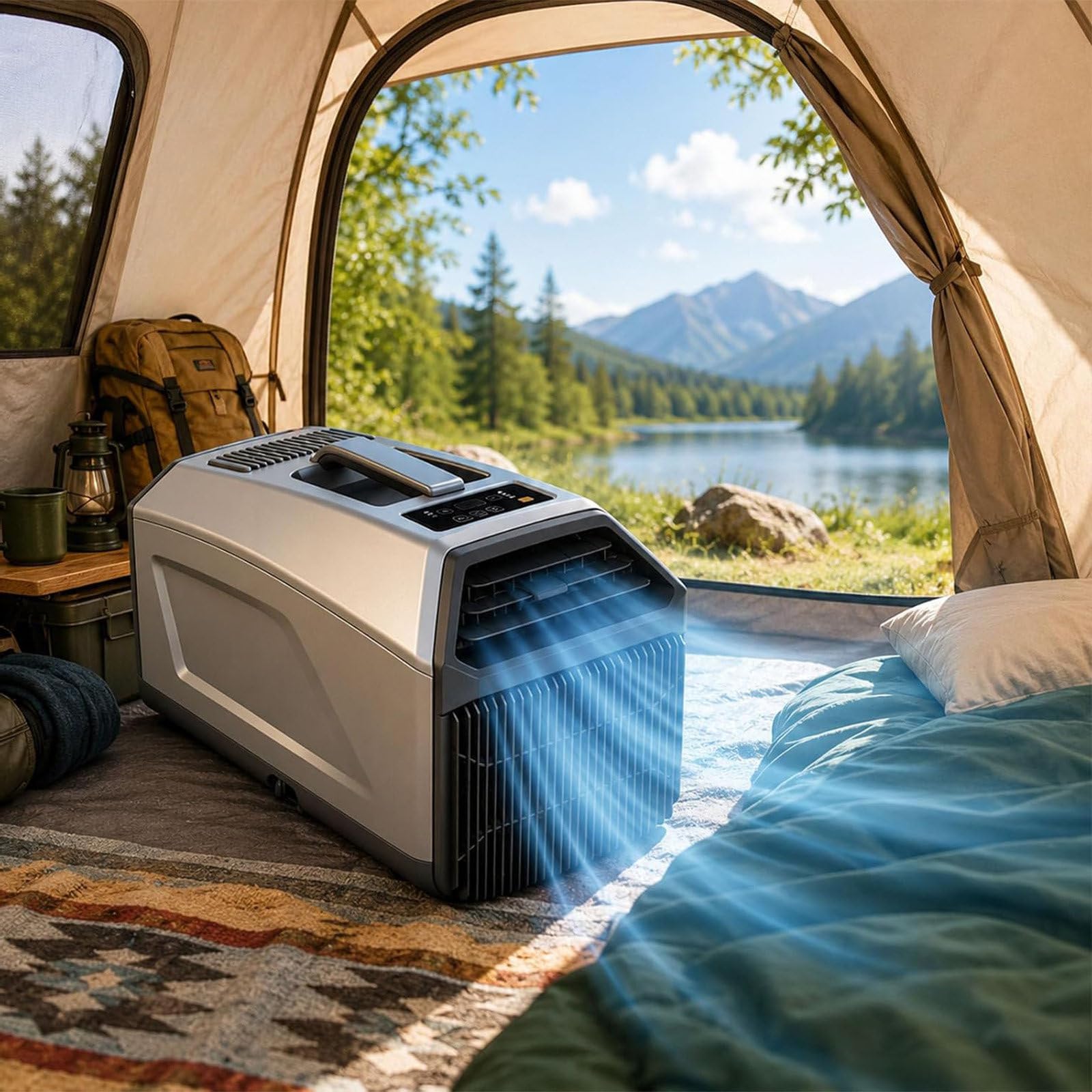 Aetereos Grey 5000 Btu Portable Air Conditioner & Heater, 400W Quiet Camping Ac Unit