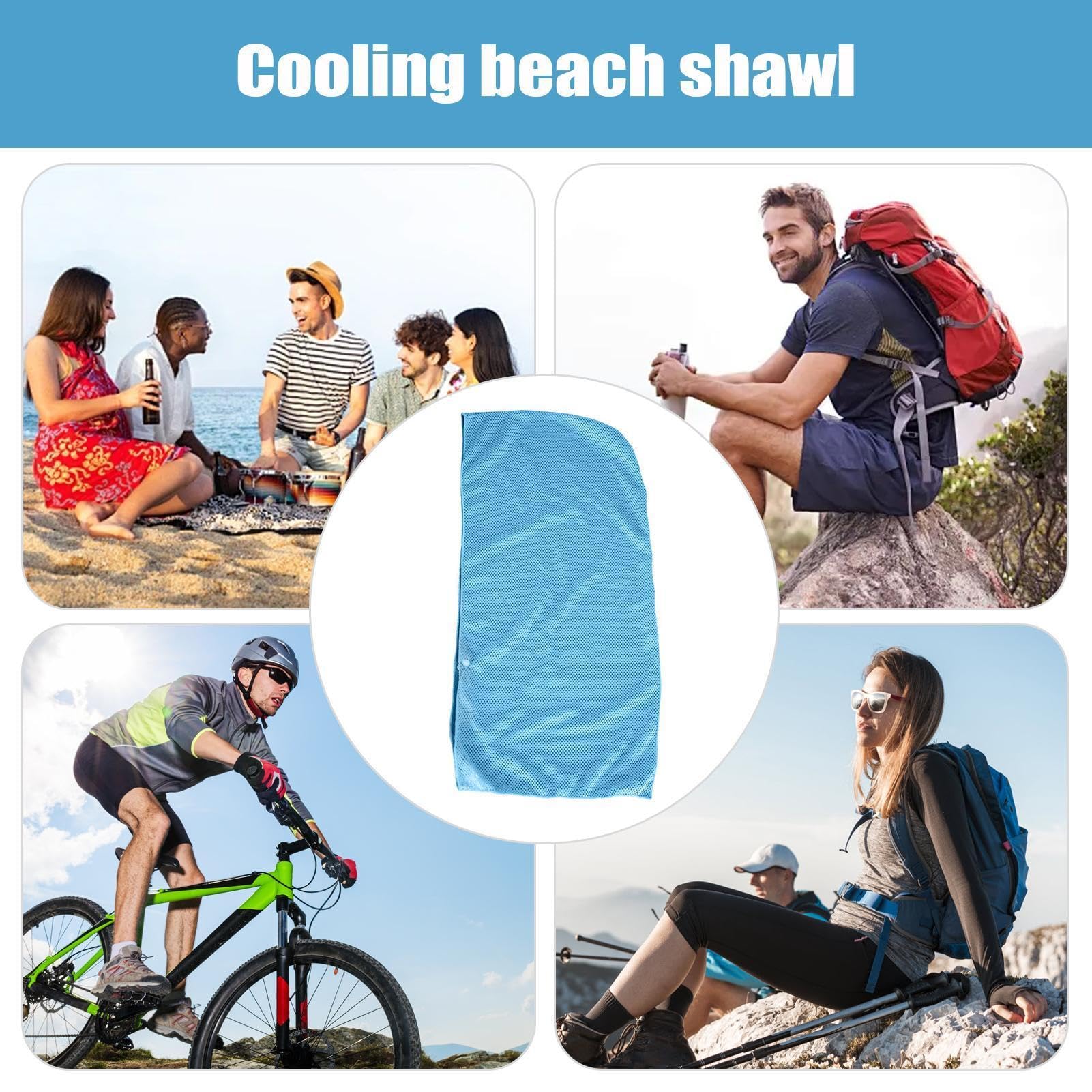 Ręcznik chłodzący z kapturem, oddychający ręcznik lodowy na rower, kemping, plażę, wędrówki, wędkowanie, przyjazne dla skóry zimne szmatki dla orzeźwiającej ulgi w upalne dni