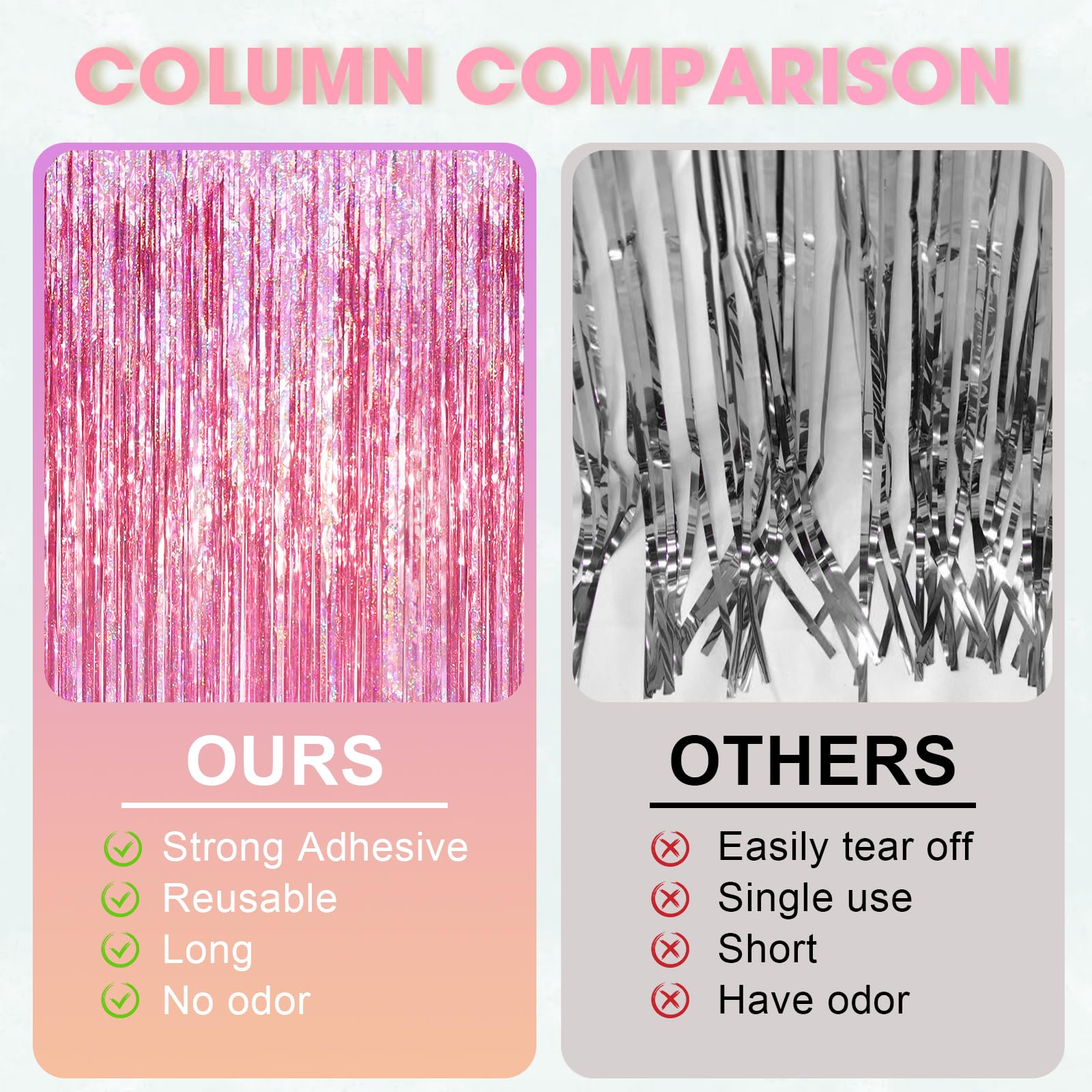 Pink Foil Fringe Backdrop - 3.3x6.6ft -5