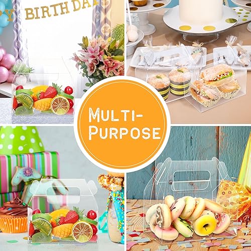 Miniatura 6 de Paquete de 50 cajas de regalo transparentes para panadería, caja de regalo de golosinas, cajas de plástico para recuerdos de fiesta para postres,