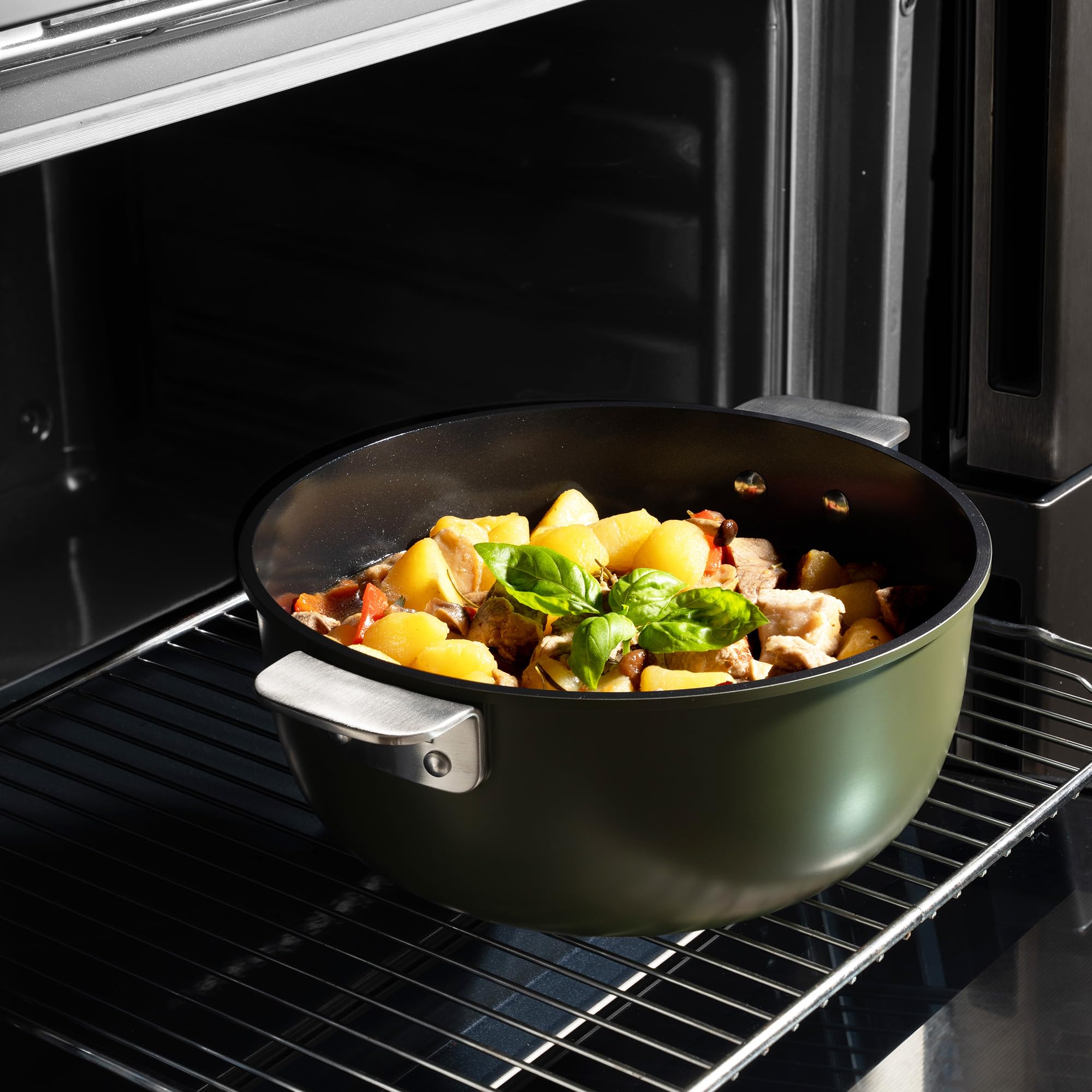 MasterPRO SHARE & PLAY | Ensemble de 10 ustensiles de cuisine empilables | Manche amovible | Peu encombrant | Fonte d'aluminium | Revêtement antiadhésif CERATECH