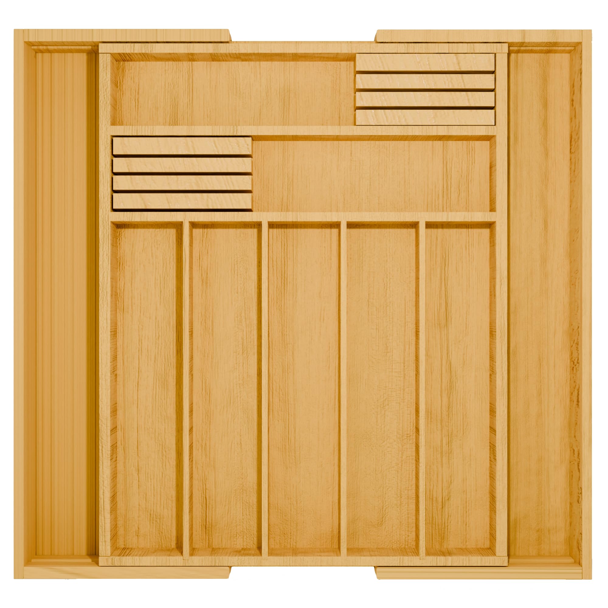 Schubladen-Organizer aus Bambus, erweiterbarer Schubladen-Organizer, Utensilienhalter und Besteckkasten, verstellbare Holz-Schubladenteiler für Besteck, Messer (9 Fächer)