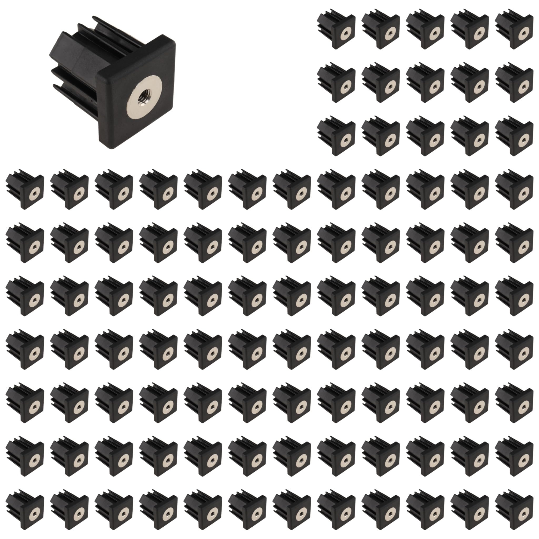100 tapones roscados M8, 40 x 40 x 2,0, plástico PA reforzado con