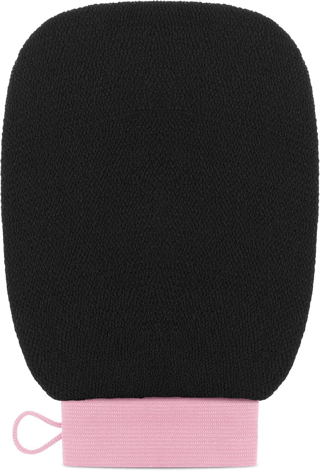 Valitic Exfoliating Glove Body Scrubber – Exfoliating Mitt Dead Skin Remover, Shower Face and Body Exfoliator – Korean Style Skin Scrubber Washcloth – Spray and Self Tan Remover, 1 Black with Pink