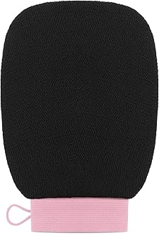 Valitic Exfoliating Glove for Body Scrub - Body Scrubber Exfoliator Mitt for Shower & Bath - Exfoliating Body & Face Dead Skin Remover - Korean Style Exfoliating Women & Men - Single Black Pink