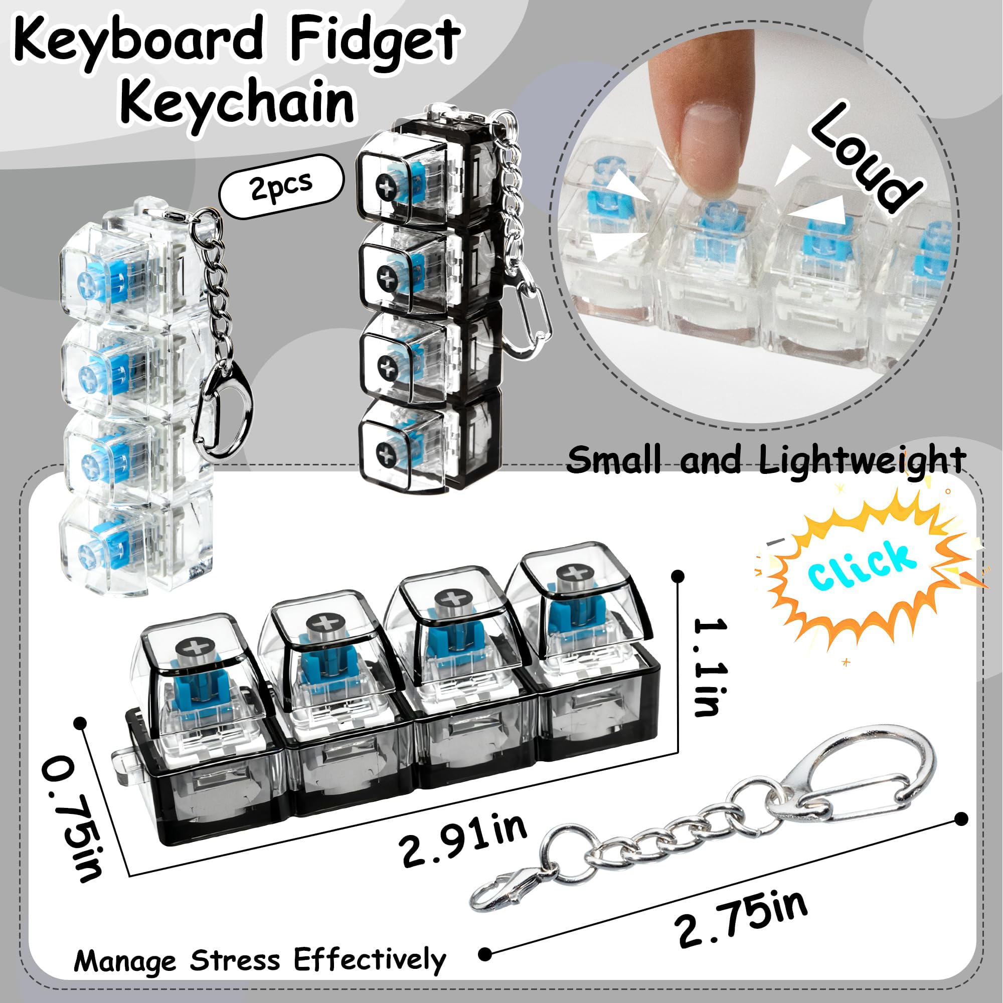 2 Pièce Clavier Anti Stress, Tastatur Fidget Spielzeug, Porte Clé Clavier, Décompresser Et Passer Le Temps, Keyboard Fidget Toy - Jeux - Jouets