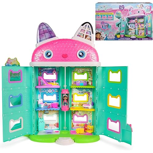 Gabby's Dollhouse: The Movie, Meow-Mazing Interactive Dollhouse, 7 Rooms, LCD Screen Eyes, Figures, Sound FX, Kids Toys for Girls & Boys Ages 3 and Up