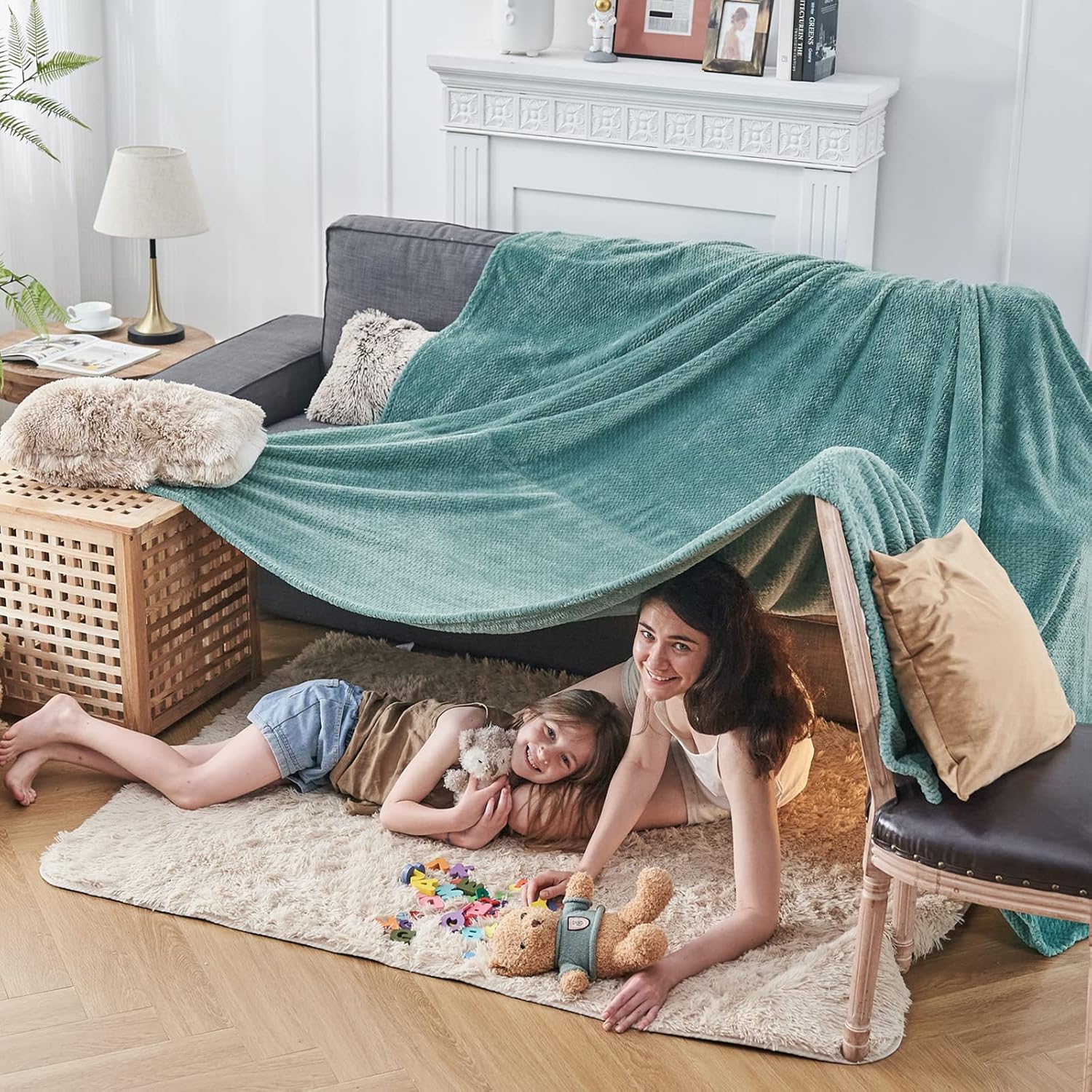 NEWCOSPLAY Super Soft Queen Blanket Light Teal Premium