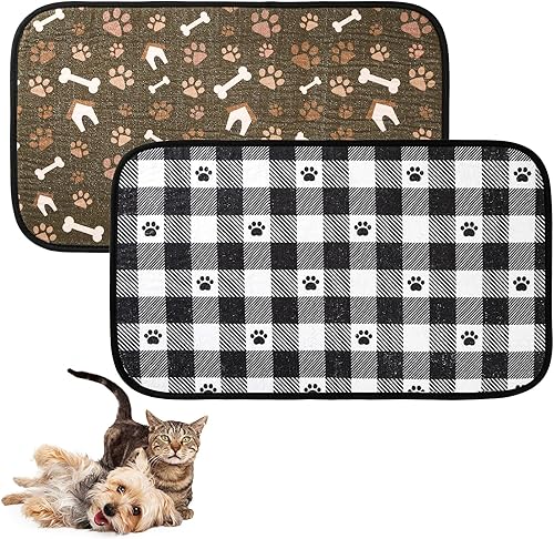 Tapetes de comida para perros, tapetes para tazón de mascotas, súper absorbentes y secas, evitan derrames, diseño antideslizante, fáciles de lavar,