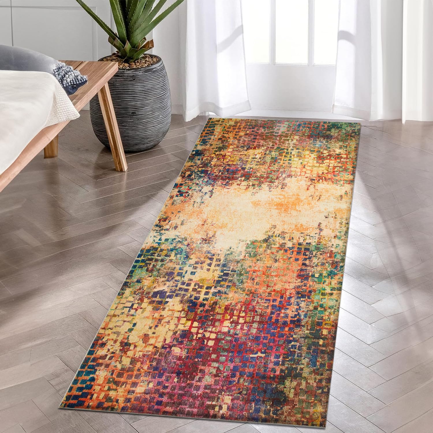 BedLooms Door Mat – Machine Washable Door Mats Indoor & Outdoor – Heavy Duty anti Slip TPR Backing Front Doormats - Stylish & Large Perfect Dust Grabbing Entrance Doormat (Vibrant, 80cm x 150cm) — image 1