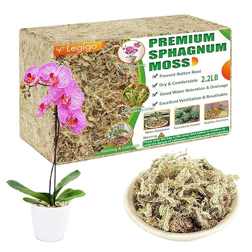 Legigo 2.2LBS Premium Sphagnum Moss for Plants- 40QT Natural Succulent Carnivorous Plant Moss Dried, Long Fiber Orchid Moss for Orchid Repotting Succulent Sarracenia Potted Plants Gardening & Reptiles - 40 QT(Appx.2.2lb)